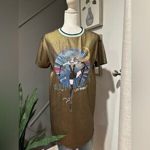 Guess Gold Graphic Mini Dress